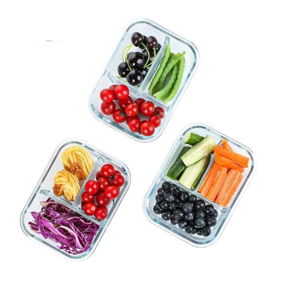 Aoibox 5 Pack/36 oz. Glass Meal Prep Containers with Lids and 3