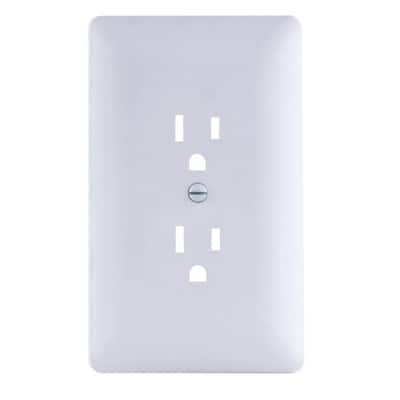 1-Gang Plastic Duplex Outlet Wall Plate Cover-Up, White (Paintable)