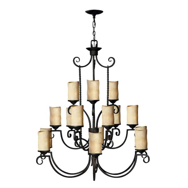 Casa 15-Light Olde Black Shaded Chandelier
