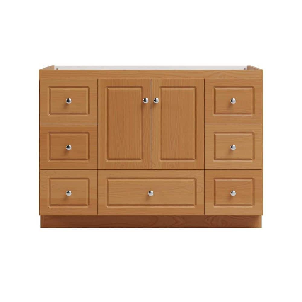 Ultraline 48 in. W x 21 in. D x 34.5 in. H Bath Vanity Cabinet without Top in Natural Alder