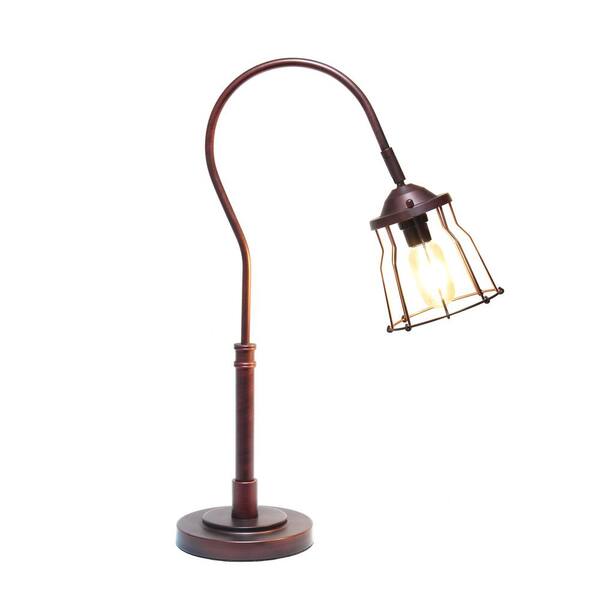 malta satin bronze mica shade desk lamp