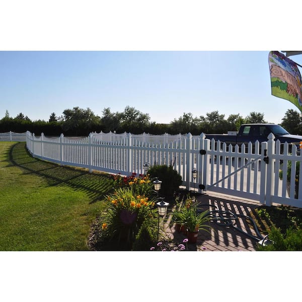 Weatherables Hampshire 4 ft. W x 4 ft. H White Vinyl Picket Fence Gate Kit