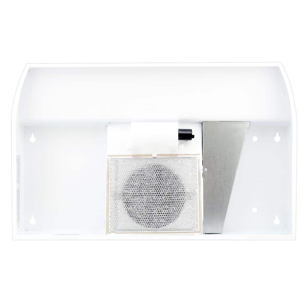 White 24-Inch Convertible Under Cabinet Range Hood with Light