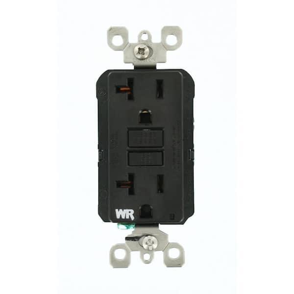 Leviton 20 Amp SmartlockPro Weather Resistant GFCI Outlet, Black