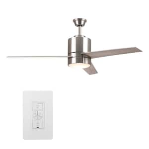 Ranger 52 in. Integrated LED Indoor Silver Smart Ceiling Fan with Light Kit and Wall Control, Works w/Alexa/Google Home