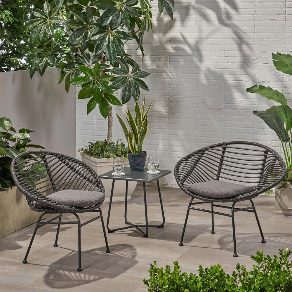 Engle Gray Plastic Outdoor Dining Chair with Gray Cushions (2-Pack) price history on PriceWatchPro