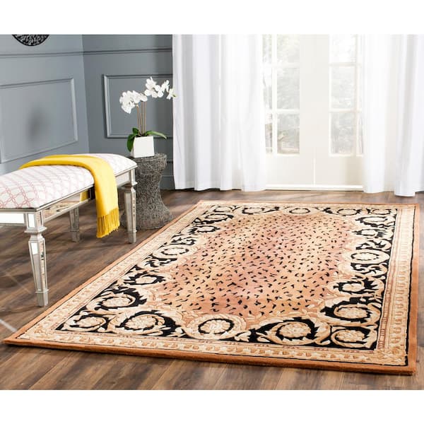 Naples 10 ft. x 14 ft. Black/Gold Spotted Floral Area Rug