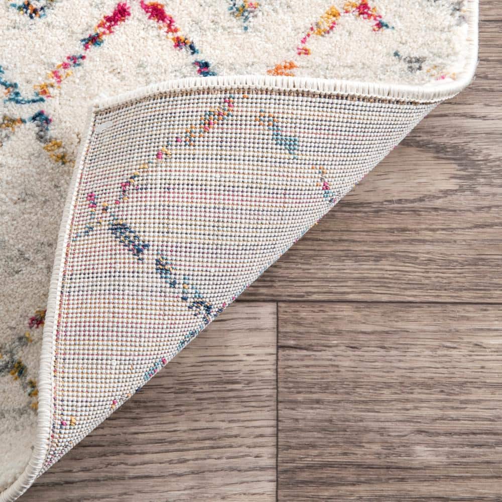 Elevated Trellis 4' Square Light Multi Synthetic Accent Rug