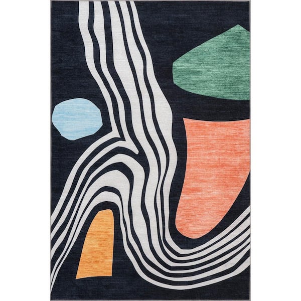 nuLOOM Rosina Modern Abstract Machine Washable Navy 5 ft. 3 in. x 8 ft. Area Rug