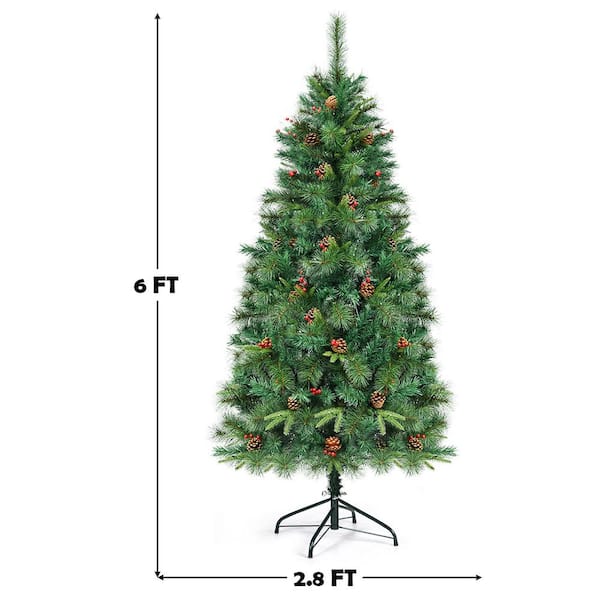 6Ft Prelit Premium Artificial Hinged Christmas Pine Tree with Remote Control,  Pr