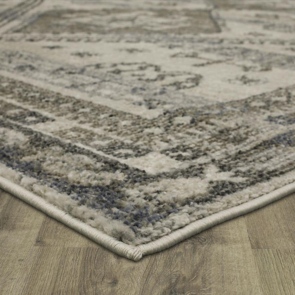 Gray Medallion Synthetic Easy Care Area Rug, 5'3" x 8'