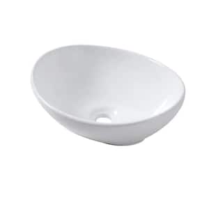 16 in. x 13 in. Ceramic Round Modern Bowl Vessel Sink in White Above Counter
