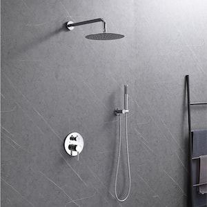 1-Spray 10 in. Round Rainfall Shower Head and Handheld Shower Head in Chrome