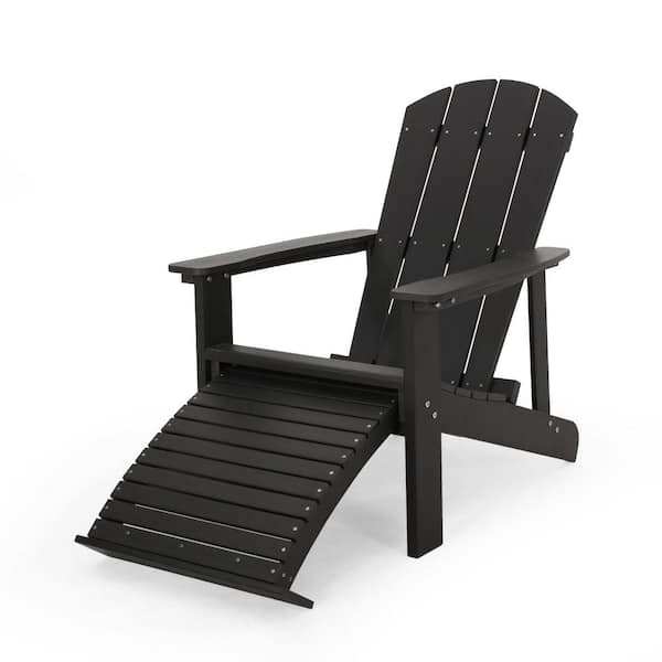myhomore Solid Wood Outdoor Solid Black Classic Adirondack Lounge Chair (Set of 1)