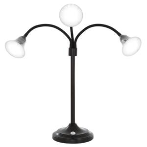 30.5 in. Black 3-Headed Desk Lamp with Adjustable Arms