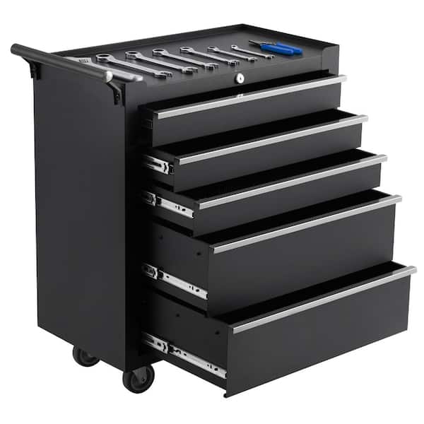 5‑Drawer Heavy‑Duty Steel Rolling Tool Chest, Lockable Mobile Storage Cabinet for Garage Workshop Warehouse