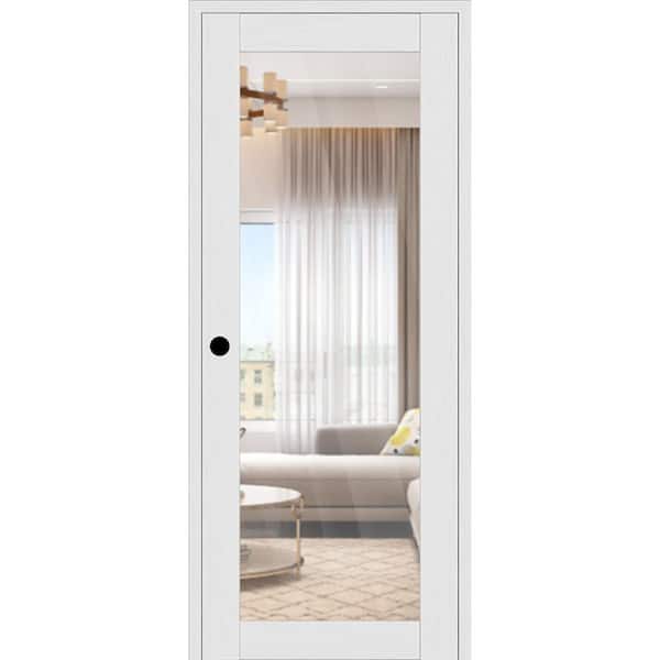 Paola 207 DIY-Friendly 28 in. x 80 in. Clear Glass Right-Handed Bianco Noble Wood Single Prehung Interior Door