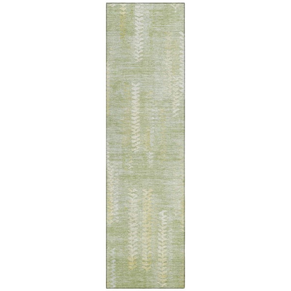 Chantille Machine Washable Indoor/Outdoor Abstract ACN2892 Sage 2 ft. x 7 ft. Runner Rug