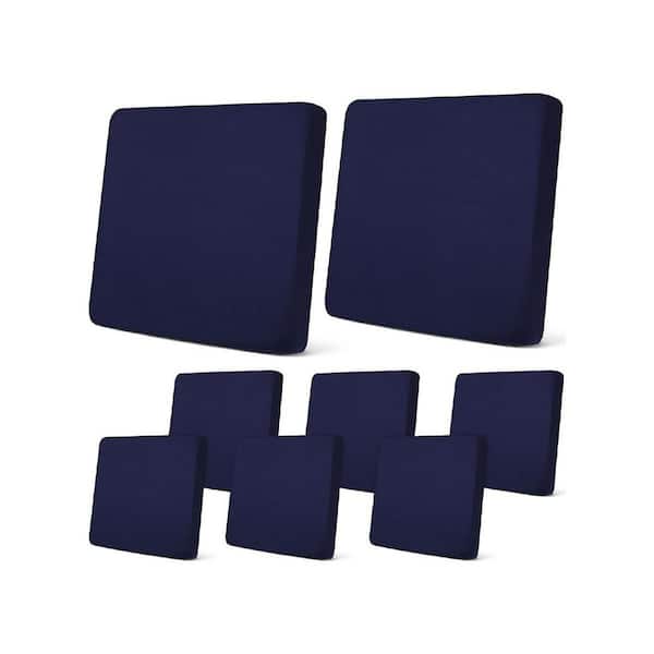 8 Piece Waterproof Patio Sofa Cushion Covers, Navy HPC81DHPW9