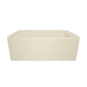 Sydney 60 in. Acrylic Right Drain Rectangle Alcove Soaking Bathtub, Biscuit, Linear Integral Overflow in Polished Chrome