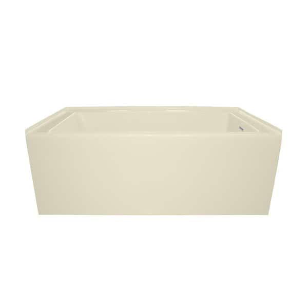 Hydro Systems Sydney 66 in. Acrylic Left Drain Rectangle Alcove Soaking Bathtub, Biscuit, Linear Integral Overflow in Polished Chrome