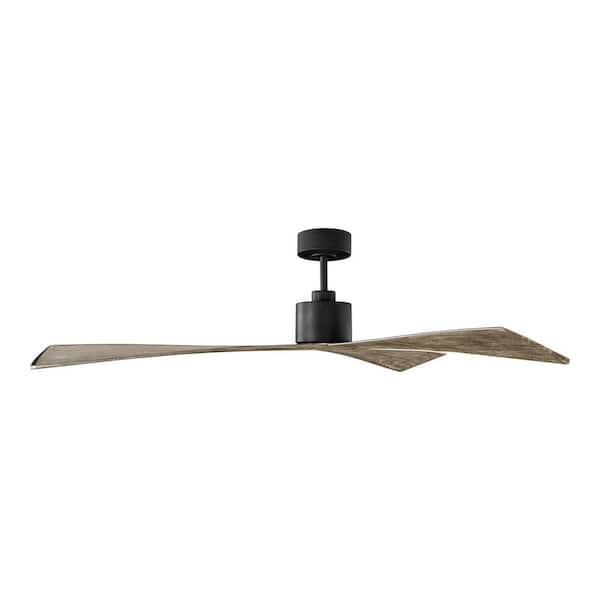 Generation Lighting Adler 60 in. Indoor/Outdoor Aged Pewter Ceiling Fan with Light Grey Weathered Oak Blades, DC Motor and Remote Control