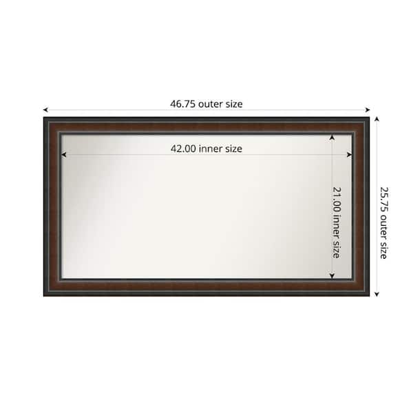 Amanti Art Cyprus Walnut 46.75 in. x 25.75 in. Custom Non-Beveled Wood Framed Bathroom Vantiy Wall Mirror