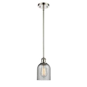 Caledonia 1-Light Polished Nickel Shaded Pendant Light with Charcoal Glass Shade