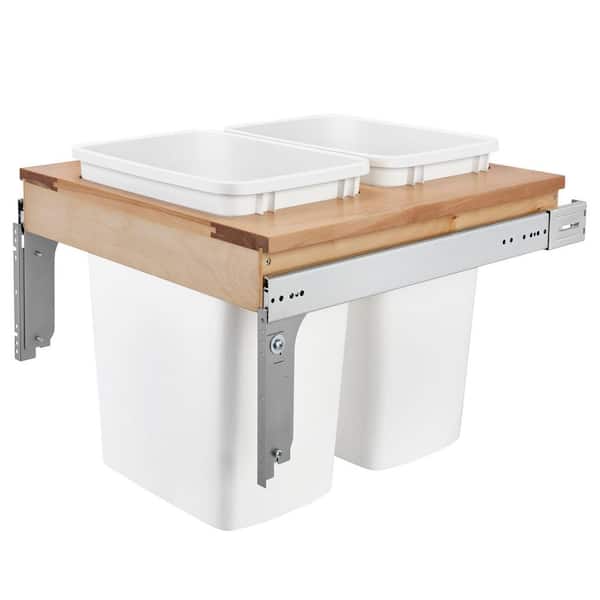 Rev-A-Shelf White Double 35 qt. Pull Out Top Mount Waste Bin, 20.75 in. W Cabinet Opening