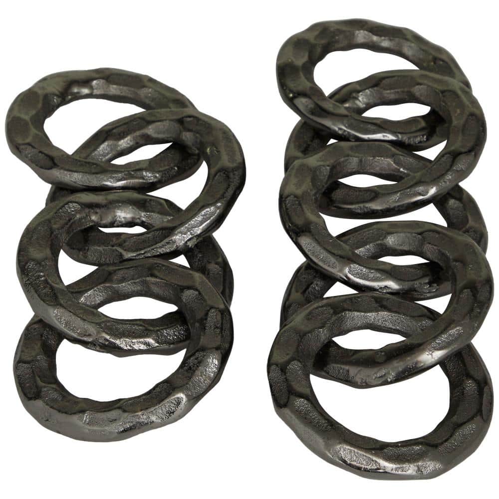 CosmoLiving 12.75" Black Aluminum Modern Chain Sculpture Set