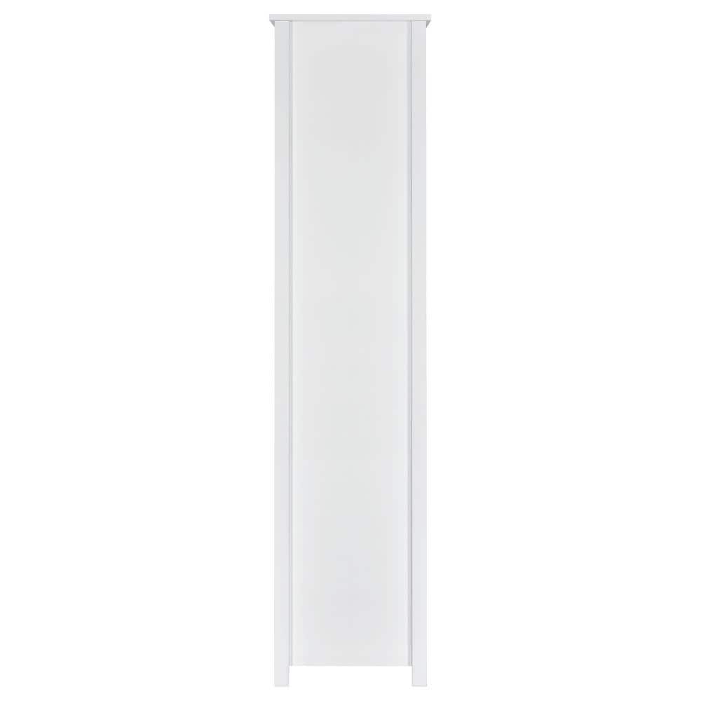 Contemporary White 8-Shelf Bookcase with Sleek Storage Drawer