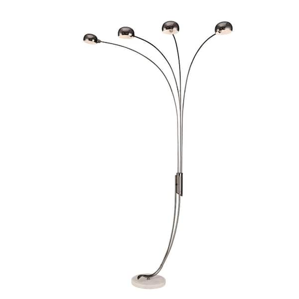 HomeRoots 88 in. Black 4 Light 1-Way (On/Off) Tree Floor Lamp for Bedroom with Metal Novelty Shade