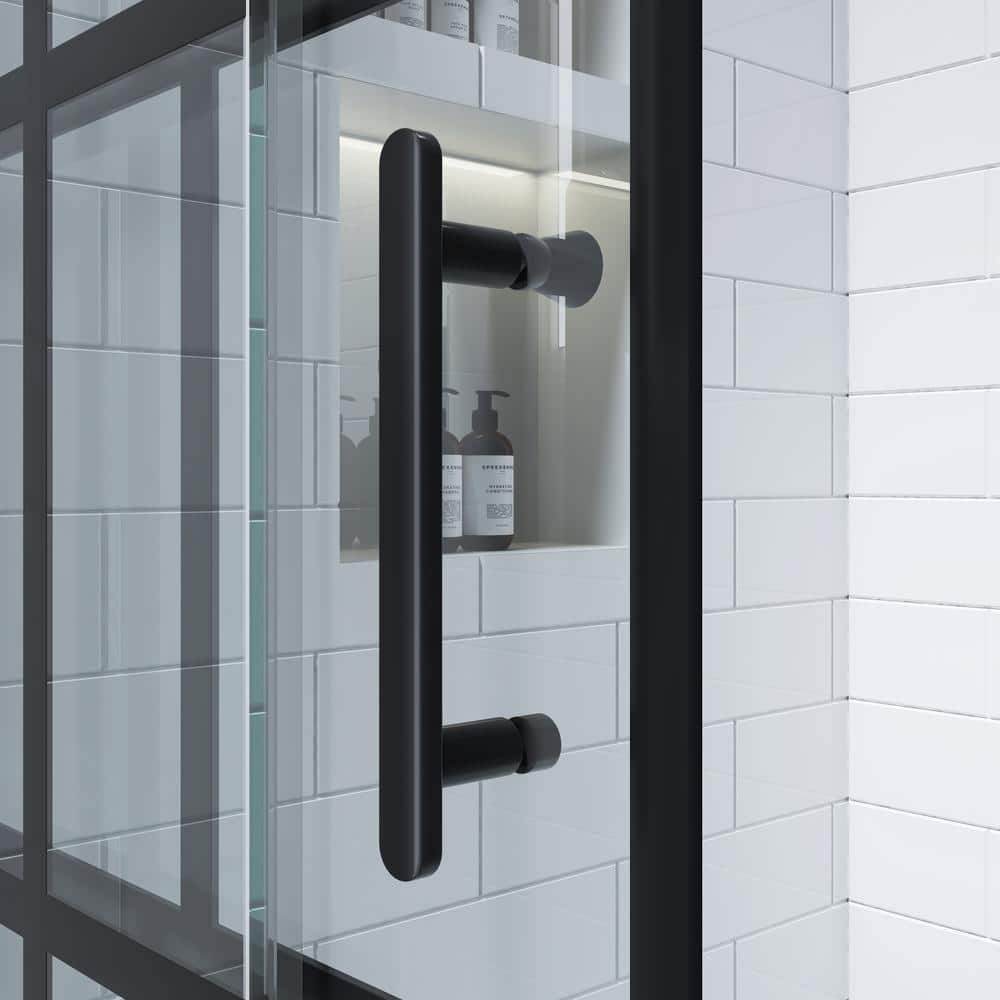 Cyrus 36" Black Aluminum Framed Sliding Shower Enclosure