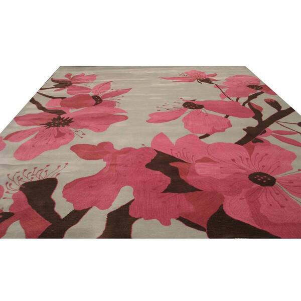 Hand-tufted Wool Pink Contemporary Transitional Spring Rug - Bed
