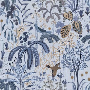 Willow Blue Blossom Removable Peel and Stick Vinyl Wallpaper, 28 sq. ft.
