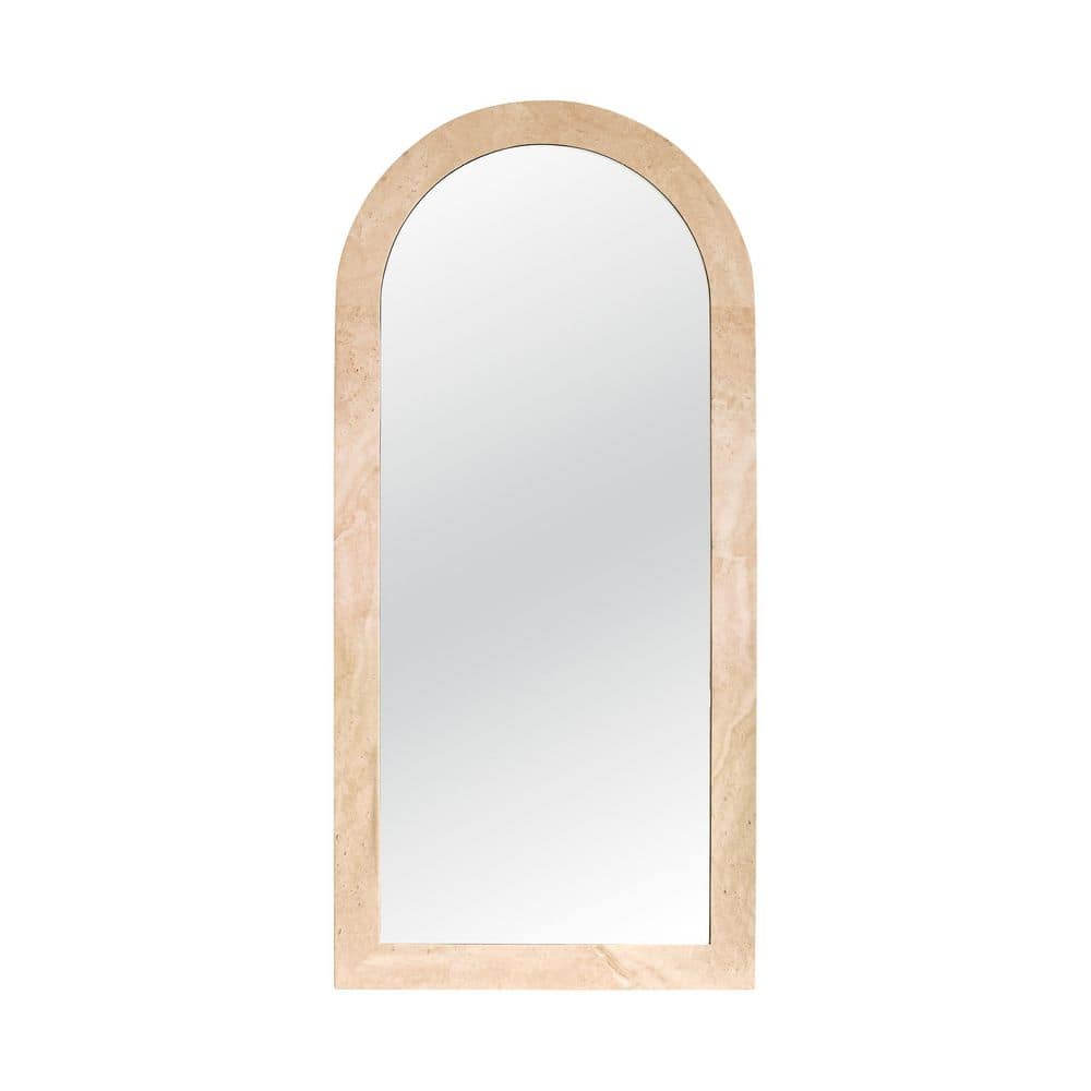 Zehra 35 in. W x 75 in. H Scallop Leaner Dressing Natural Stone Framed Mirror in Crema Travertine price history on PriceWatchPro