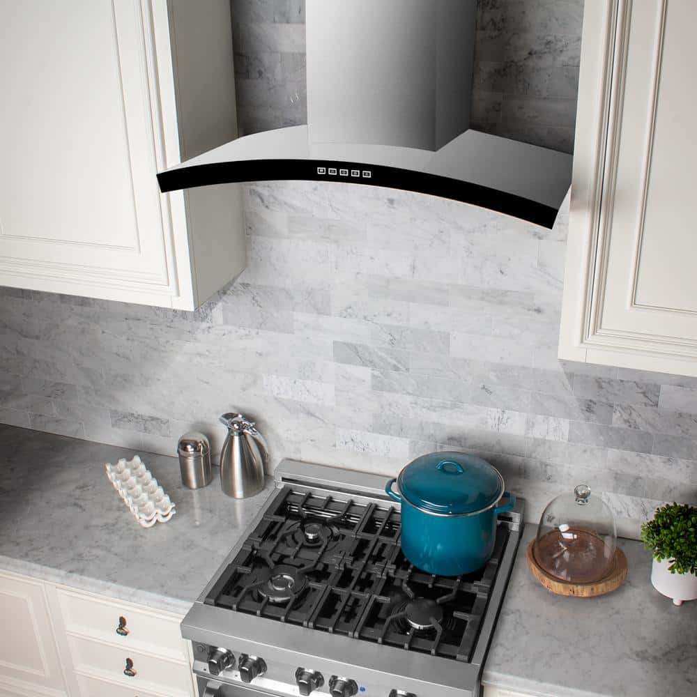 36" Stainless Steel Convertible Wall Mount Range Hood with Charcoal Filter