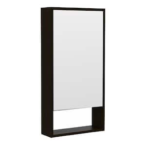 17.9 in. W x 35.4 in. H Black Rectangular Wall Surface Mount Bathroom Storage Medicine Cabinet with Mirror