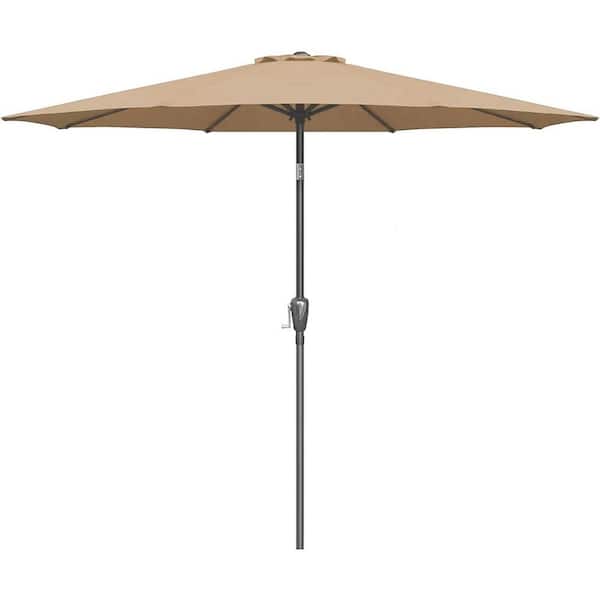 Cesicia 9 ft. Steel Outdoor Market Patio Umbrella with Push Button Tilt in Tan