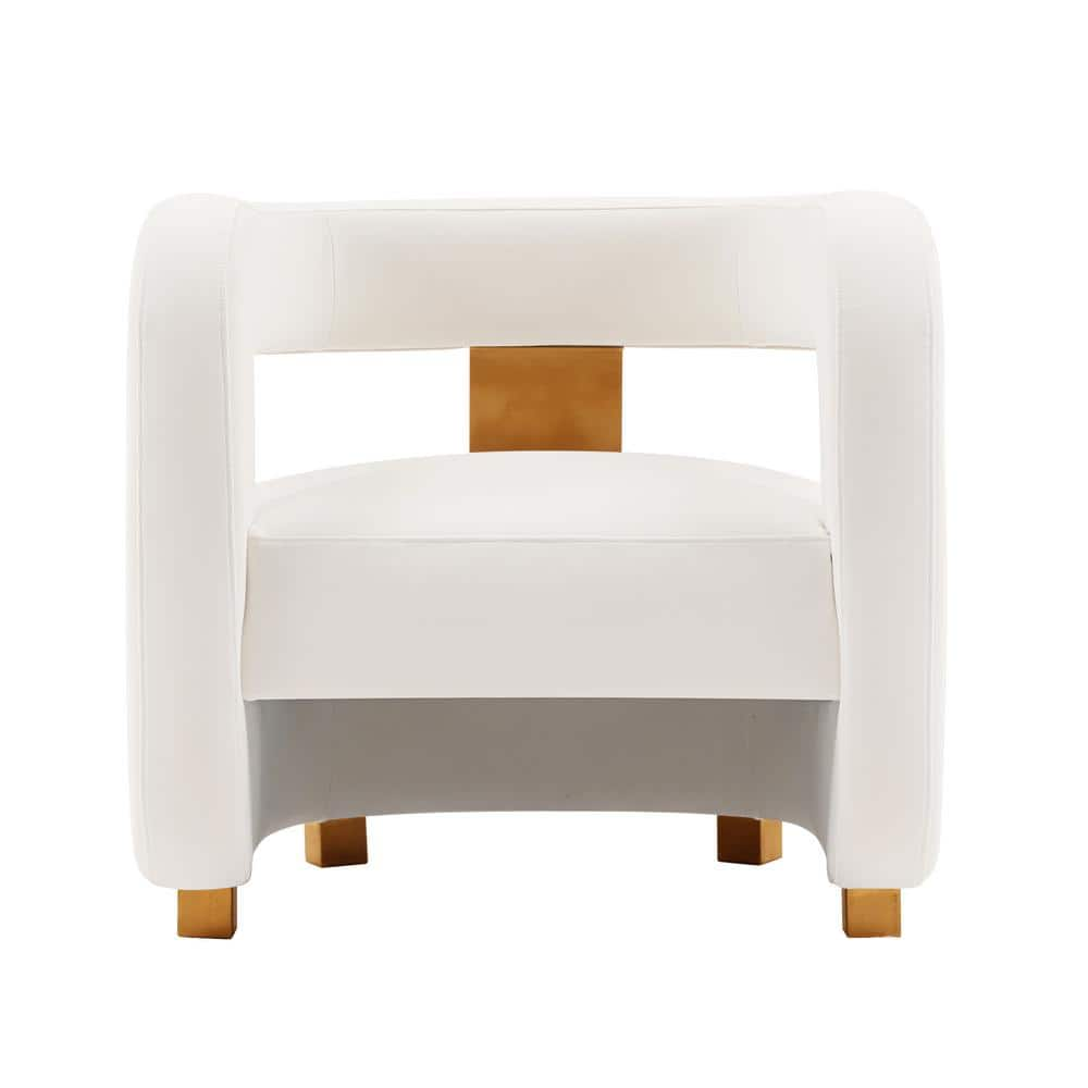 Manhattan Comfort Amirah White Modern Velvet Upholstered Accent Chair