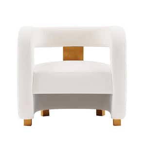 Amirah White Modern Velvet Upholstered Accent Chair