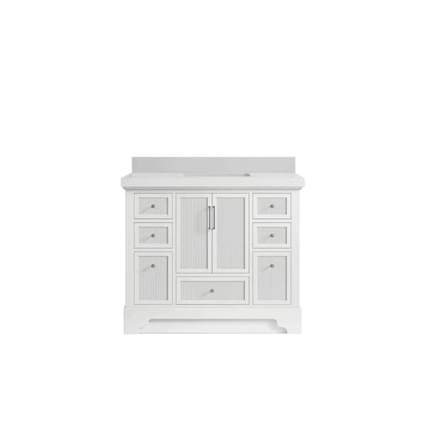 Willow Collections Alys 42 in. W x 22 in. D x 36 in. H Single Sink Bath Vanity in White with 2" Carrara Quartz Top