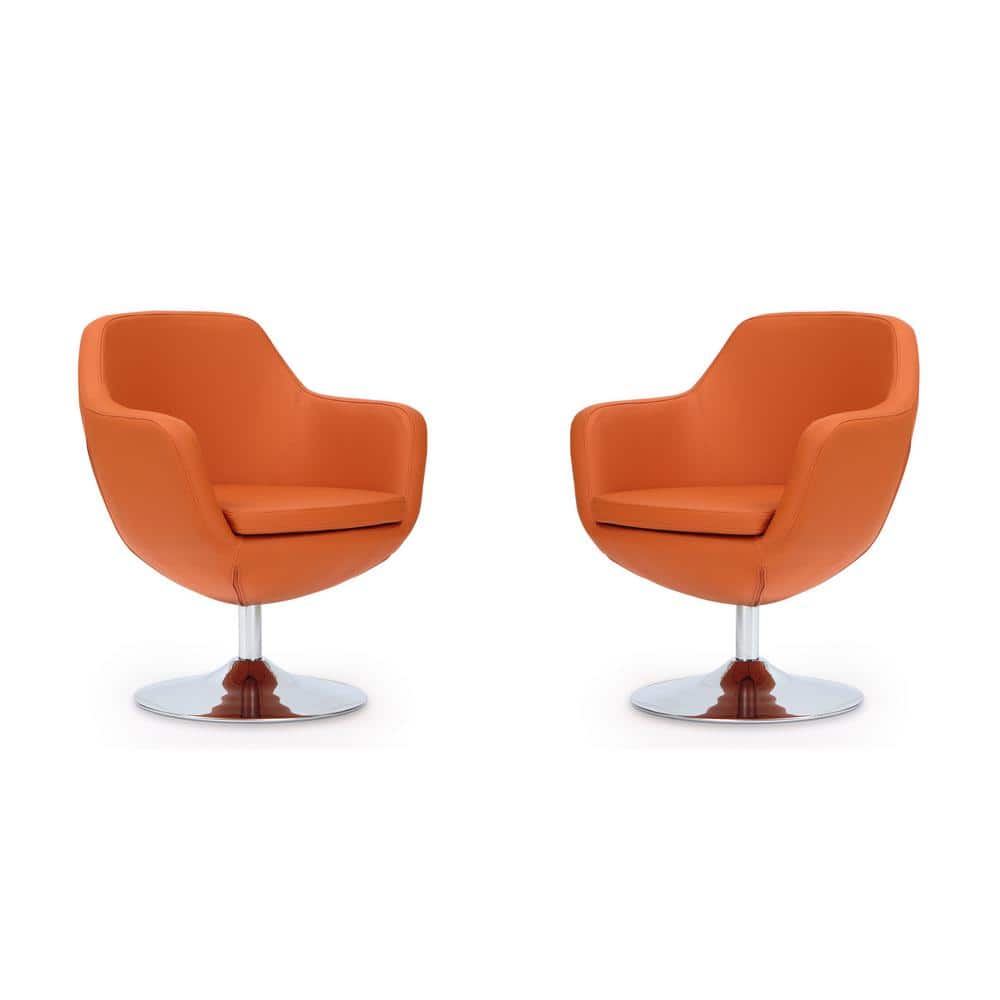Manhattan Comfort Caisson Modern Orange and Polished Chrome Faux