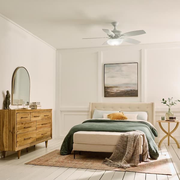 Canfield Pro 52 in. Indoor Matte White Downrod Mount Ceiling Fan with LED Bulbs with Wall Control Included