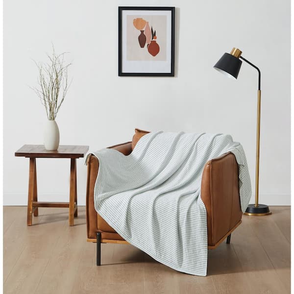 Brooklyn Loom Striped Chenille Throw Blanket Green Polyester 1Piece 50