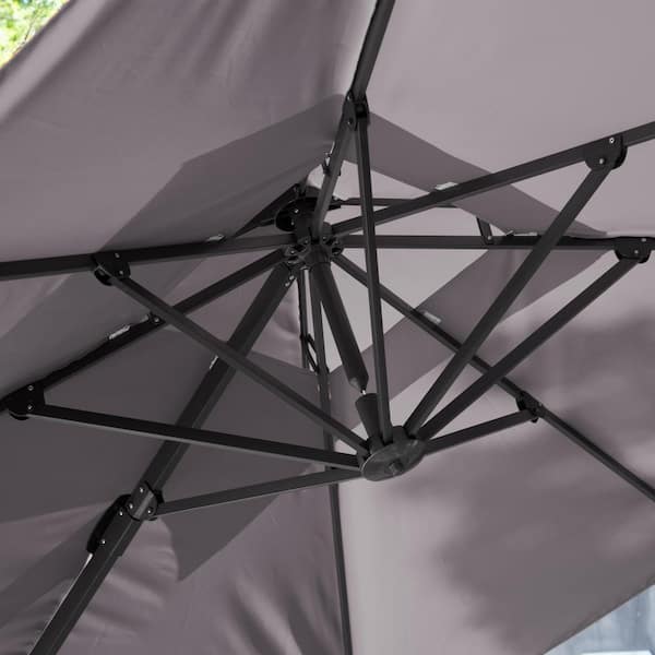Vries 8 ft. Steel Cantilever Crank Tilt And 360 Square Patio Umbrella in Gray