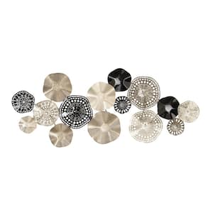 59 in. x  25 in. Metal Silver Textured Plate Wall Decor with Black Accents