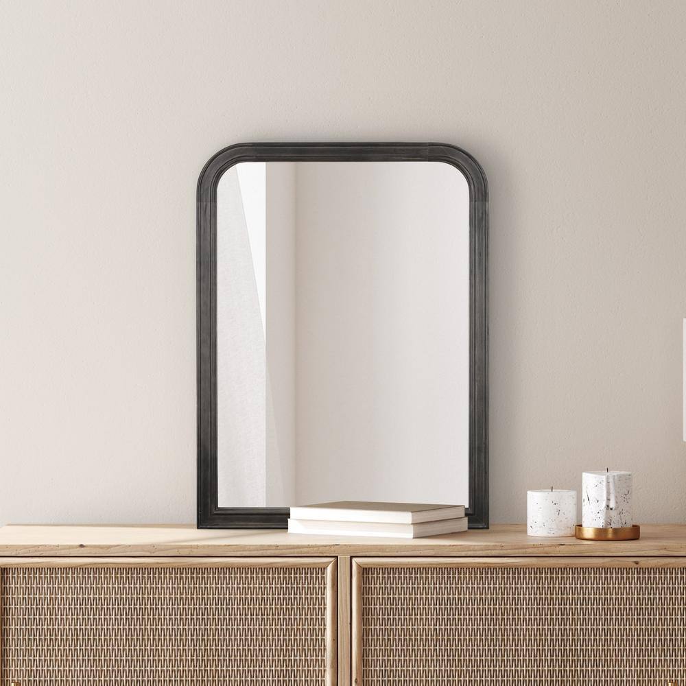 Black Wood Rectangular Farmhouse Bathroom Vanity Mirror
