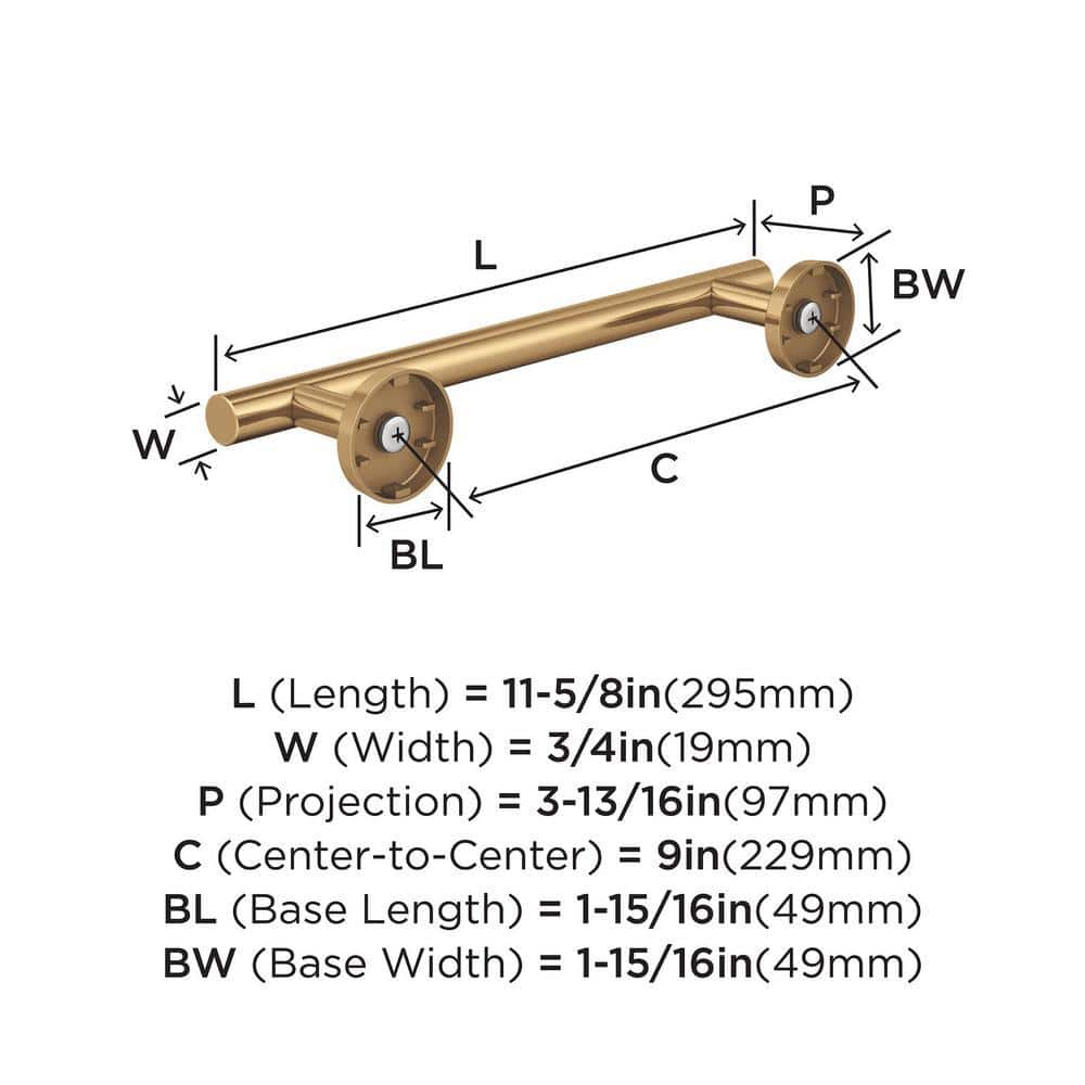 Champagne Bronze 9" Stainless Steel Wall Mounted Towel Bar