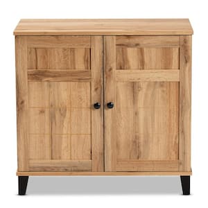 Glidden Oak Brown and Black Wood 2-Door Shoe Cabinet